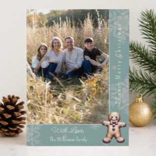 Bevallige Gingermans   Teal Fotokaart Feestdagenkaart