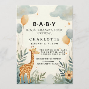 Bevallige Giraffe Baby Shower Kaart