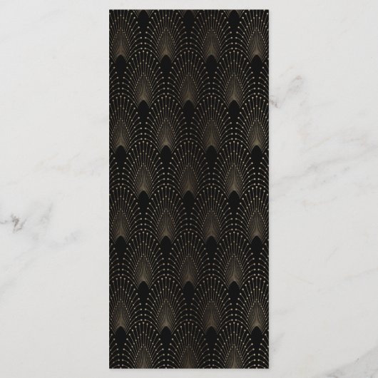 Bevallige Gouden Art Deco Pauwen Huwelijksmenu Menu (Achterkant)