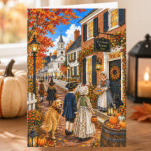Bevallige herfst Koloniale dorp Gelukkig Halloween