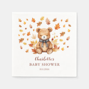 Bevallige herfst teddybeer babyshower servet