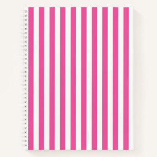 Bevallige hete roze en witte verticale strepen notitieboek