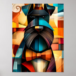 Bevallige Hond – Cubistische Heer met Vlinderdas Poster