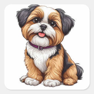 Bevallige illustratie van een schattige hond vierkante sticker