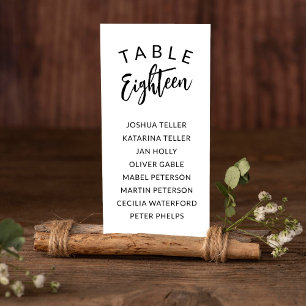 Bevallige kalligrafie tafel nummer gast namen