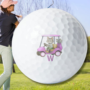 Bevallige Kat Roze Kar Volmaakt op Par Golfballen