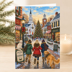 Bevallige kersttijd in New England Kerstmis Kaart