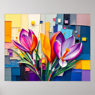 Bevallige Krokus in Moderne Abstracte Stijl Poster