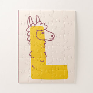 Bevallige Letter "L" Lama Alfabet Kunst Legpuzzel