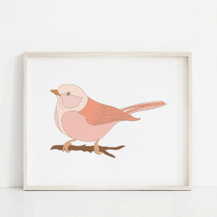 Bevallige met de hand getekende vogelkunstposter poster