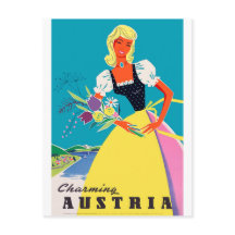 Bevallige Oostenrijk, vrouw met bloemen, illustrat