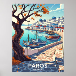 Bevallige Paros Griekenland haven scène Poster