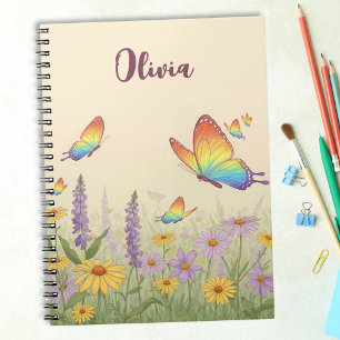 Bevallige Pastel Vlinderweide Notitieboek