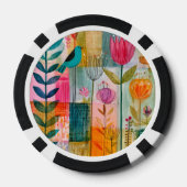 Bevallige Patchwork Blauwe Vogelweide Poker Chips (Achterkant)