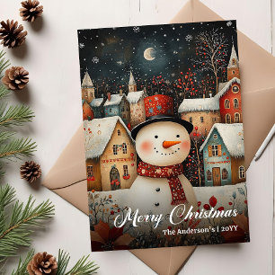 Bevallige retro kerstscene feestelijke kaart
