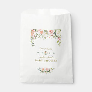 Bevallige Roze Blush Crème Bloemen Baby Shower Bedankzakje