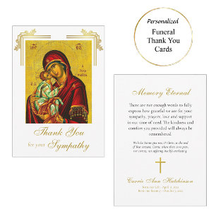 Bevallige Theotokos Christus Kind Orthodoxe Begraf Bedankkaart