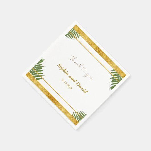 Bevallige Varensbladeren Goud Folie Trouwdag Custo Servet (Hoek)