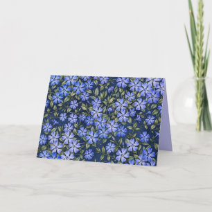 Bevallige verspreide maagdenpalm bloemen diepblauw bedankkaart