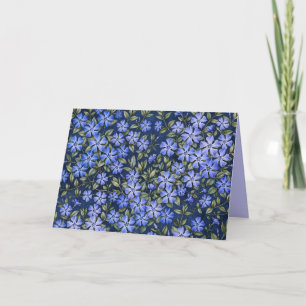 Bevallige verspreide maagdenpalm bloemen diepblauw kaart