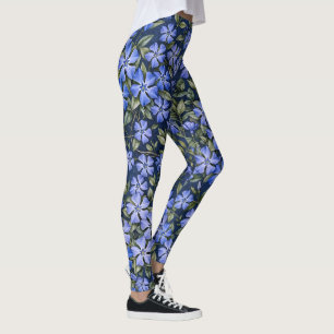 Bevallige verspreide maagdenpalm bloemen diepblauw leggings
