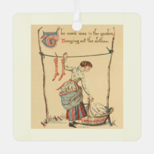 Bevallige Vintage Dame Metalen Ornament