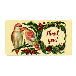 Bevallige Vintage Liefdesvogels Bedankt Sticker