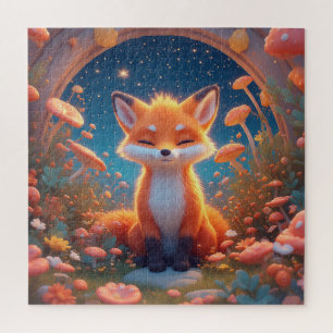 Bevallige Vos Zit Te Midden In Een Fantasie Bos Legpuzzel
