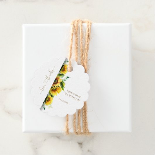 Bevallige Waterverf Zonnebloemen Bruiloft Bedankjes Labels (In situ)