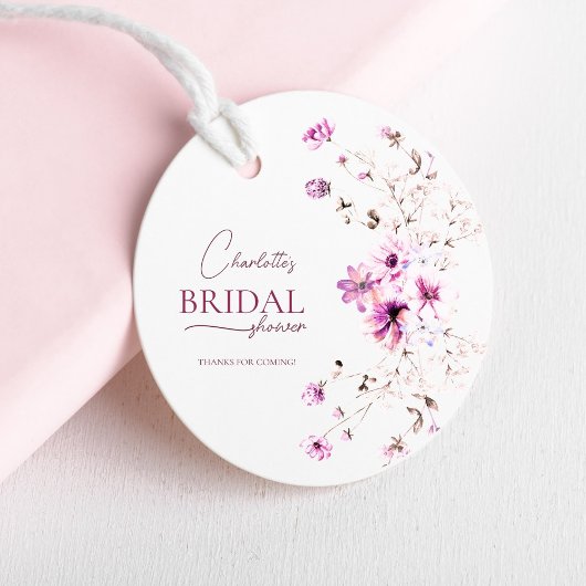 Bevallige Wilde Bloem Ruby Rose Bruidsdouche Bedankjes Labels