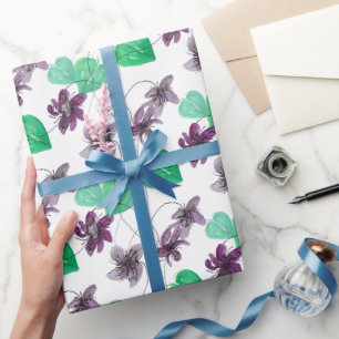 Bevallige Wilde Viooltjes Waterverf Patroon Cadeaupapier