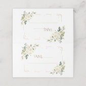 Bevallige Witte Bloemen Gouden Doop Tafelnummer (Buitenkant ongevouwen)