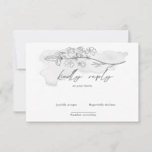 Bevalligende botanische elegante script RSVP kaart