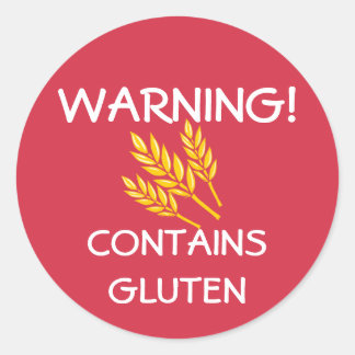 Bevat gluten Voedsel Allergie Alert Rood Ronde Sticker