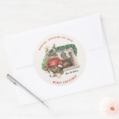 Bevat kattenhaar grappig kerstfeest gepersonalisee ronde sticker (Envelop)