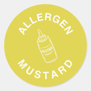 "Bevat Mosterd" Waarschuwing voor Voedselallergie Ronde Sticker