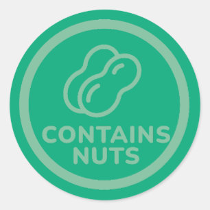 Bevat noten allergie waarschuwing pinda cashew bak ronde sticker