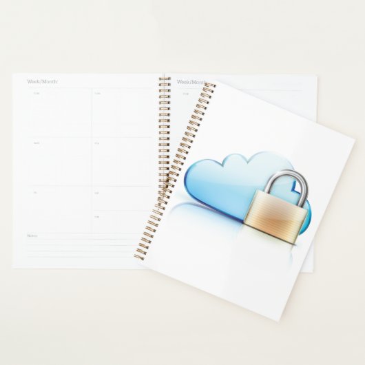 Beveiligde Cloud Opslag Icoon met Hangslot Planner (Display)