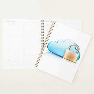 Beveiligde Cloud Opslag Icoon met Hangslot Planner