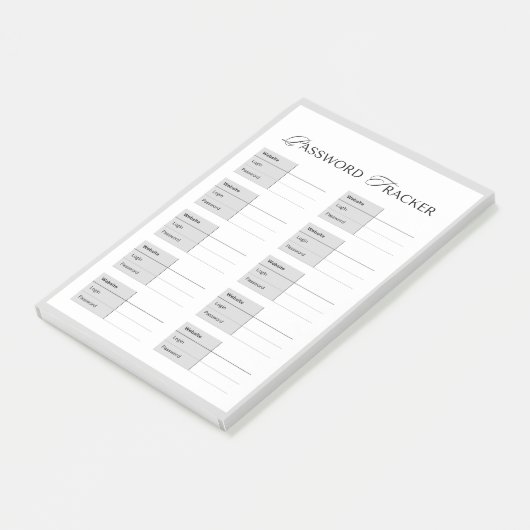 Beveiligde wachtwoordtracker Post-It Notes (Schuin)