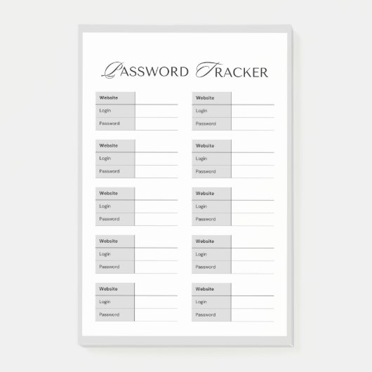 Beveiligde wachtwoordtracker Post-It Notes (Voorkant)