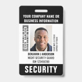 Beveiliging Aangepaste ID Fotonaam Barcode Zwart Badge (Front)