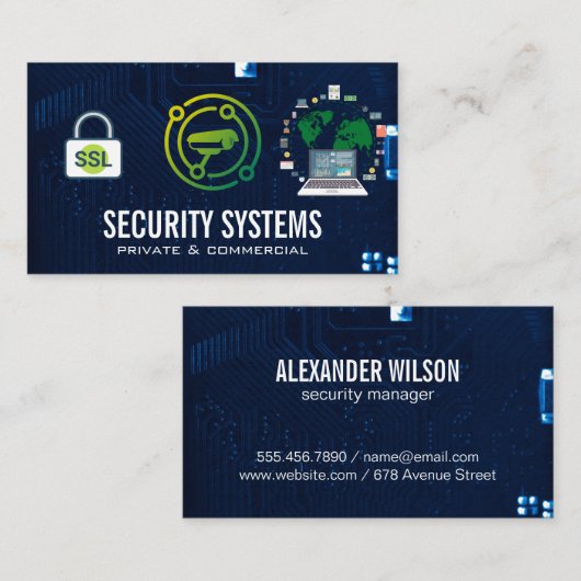 Beveiliging Cyber Tech Achtergrond Visitekaartje (Voorkant / Achterkant)
