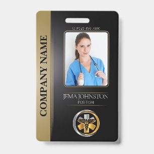 Beveiligings-ID Werknemersfoto QR Code Zwart & Zil Badge