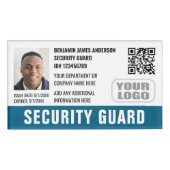 Beveiligingsbeambte ID Foto Naam Logo QR Teal Naambadge (Voorkant)