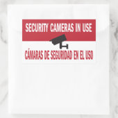 Beveiligingscamera's in gebruik Tweetalig Spaans E Rechthoekige Sticker (Tas)