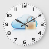 Beveiligingspictogram voor cloudopslag met hangslo grote klok (Voorkant)