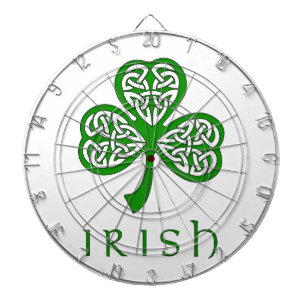 Beveled Celtic Knot Shamrock over Irish text Dartbord