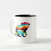 Bever in het wild tweekleurige koffiemok (Voorkant links)