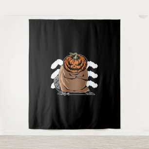 Bever met een pompoenhoofd - Halloween Bever Wandkleed